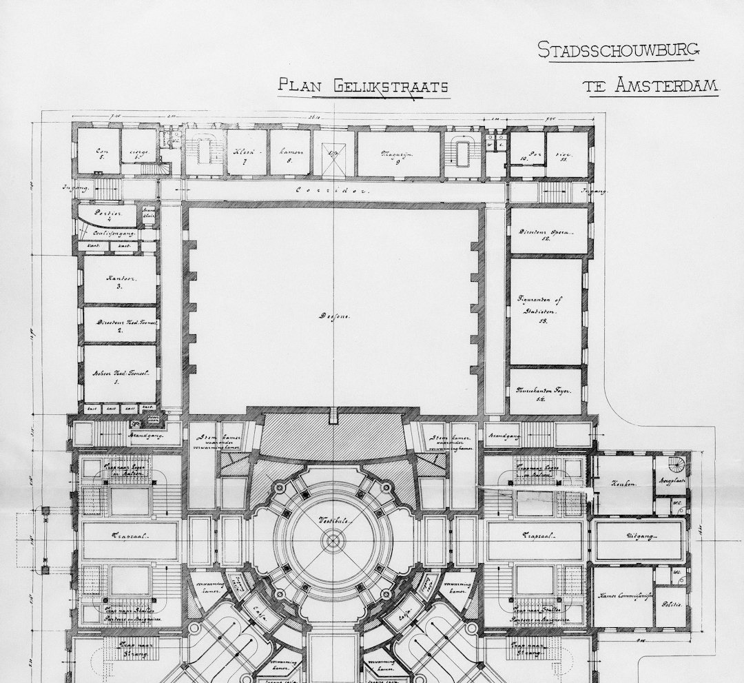 A plan of a building with a circular floor plan A plan of a building with a circular floor plan