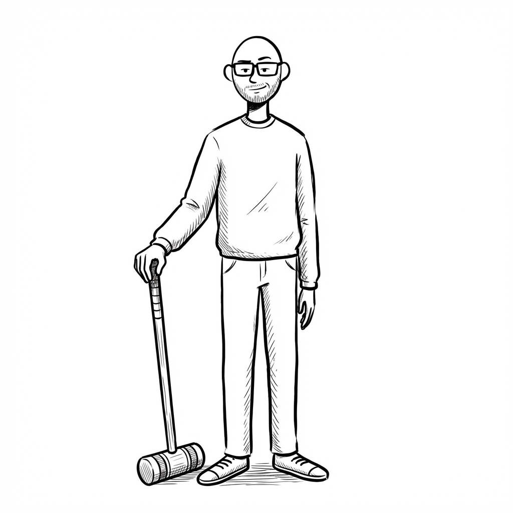 Wade Hart holding a croquet mallet